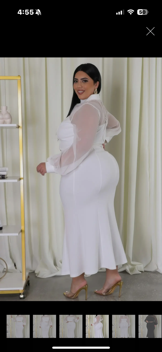 2pc white skirt set