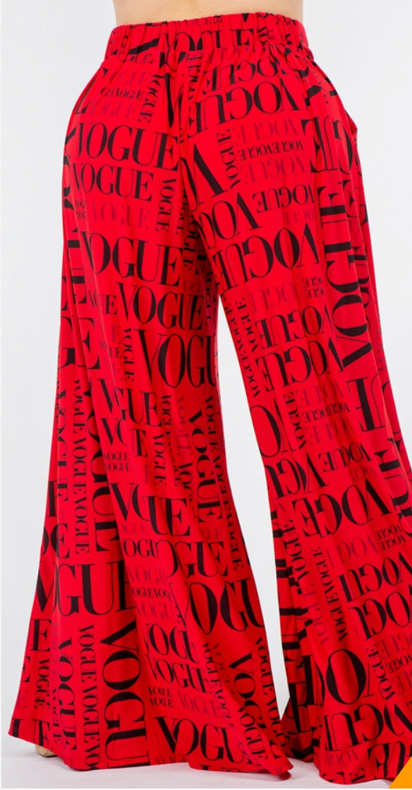 Red Palazzo Wide leg Pants